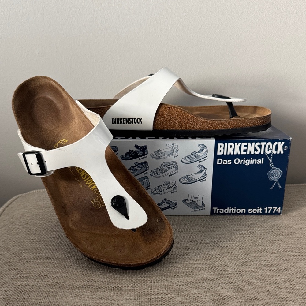 Birkenstock Gizeh White Patent Sandals